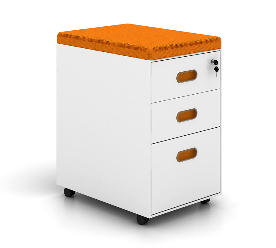 Three draw movable cabinet