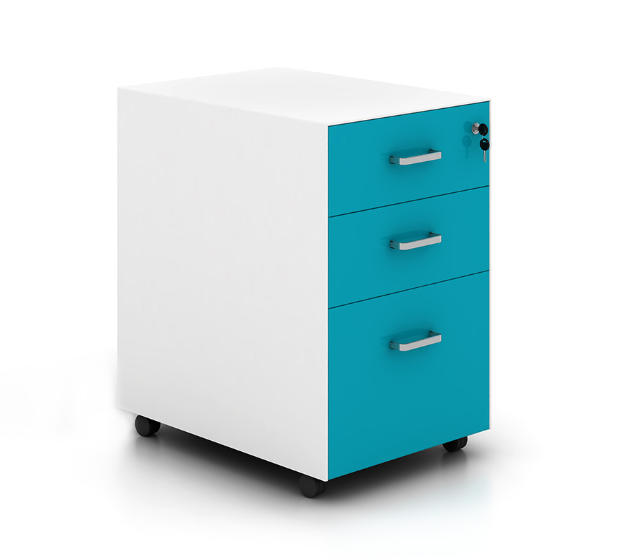 Three draw movable cabinet